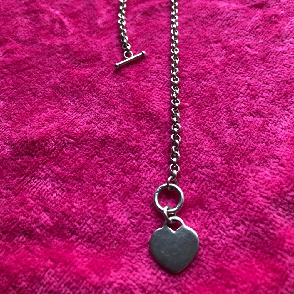Sterling Silver Heart Necklace w/ Toggle *Vintage*